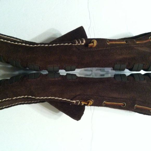 POLO RALPH LAUREN MENS PRE-OWNED BROWN LEATHER SUEDE SLIP-ON LOAFERS SIZE: 13D main image 8